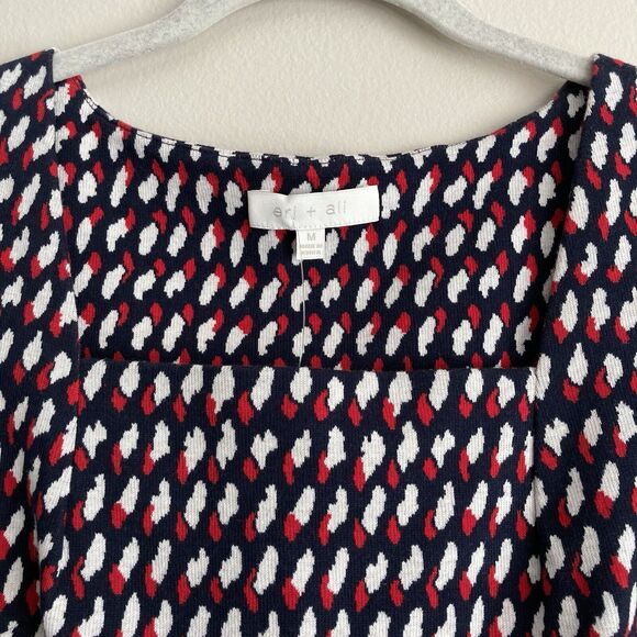 Eri + Ali Womens Medium Effie Peplum Blouse Square Neck Ponte Knit Top Cottage - Picture 3 of 11